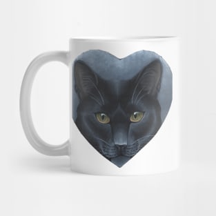 Black Cat Heart Portrait Mug